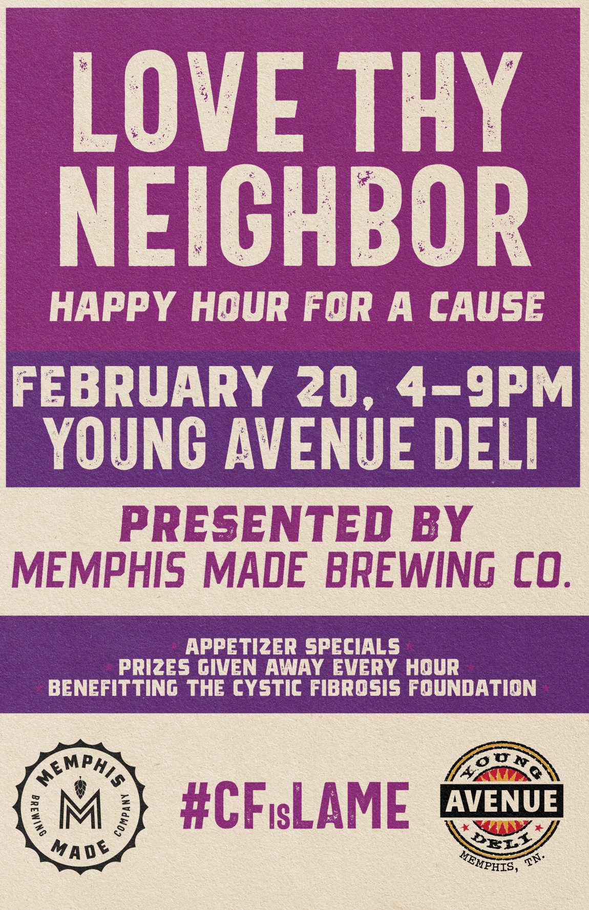 Love Thy Neighbor Happy Hour for a Cause CFisLAME W/ Memphis Made